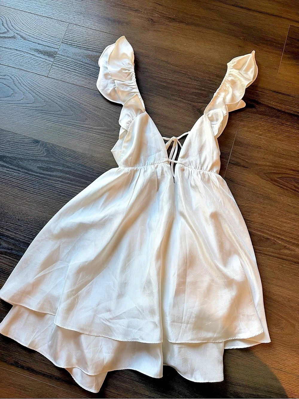 White Ruffle Mini Dress